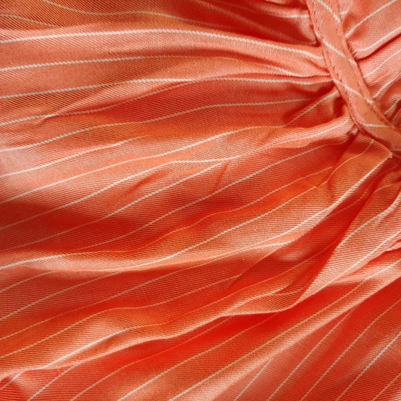 Nautica Peach Pinstripe Orange Split V-neck Vertical Stripe Blouse Size Women XS - Picture 9 of 11